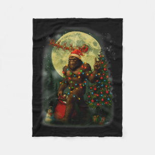 Big Foot Rock On Santa Snowman Christmas Tree Xmas Fleece Blanket