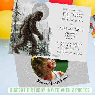 Big Foot/ Sasquatch Birthday Party  One Photo Invitation