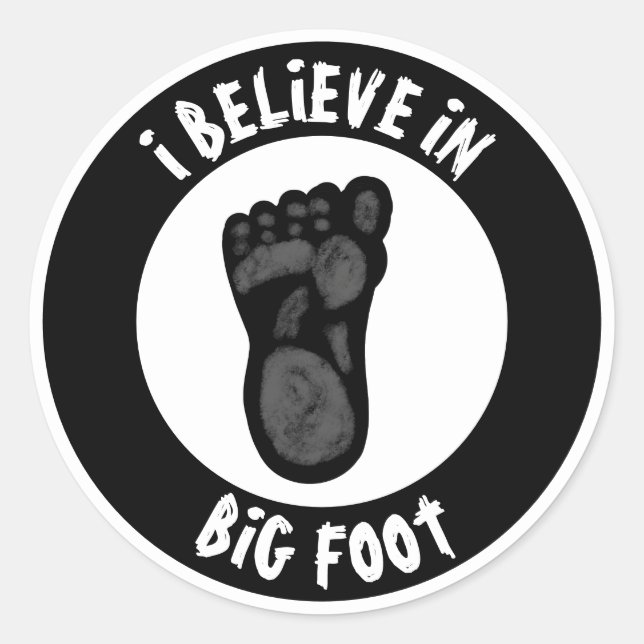 Big Foot Sasquatch Footprint Classic Round Sticker (Front)