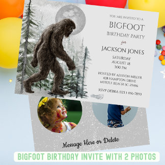 Big Foot/ Sasquatch Two Photo Birthday Party Invitation