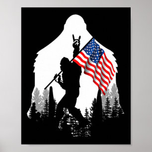 Big Foot Shirt Bigfoot American Flag Patriotic  Poster