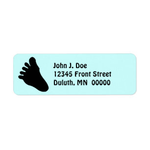 Big Foot Track silhouette Fun Retur Address Label