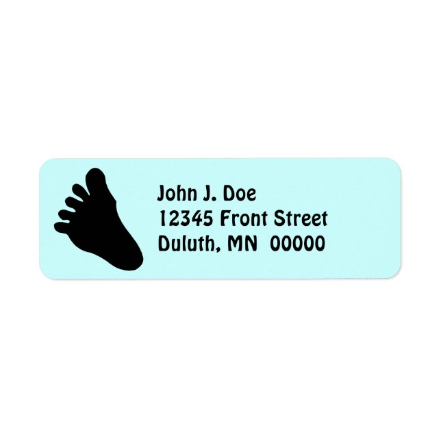 Big Foot Track silhouette Fun Retur Address Label (Front)