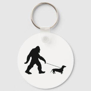 Big Foot Walking His Dog Key Ring