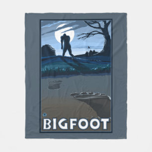 Big Foot walking through Golf Course Fleece Blanket