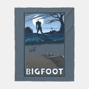 Big Foot walking through Golf Course Fleece Blanket