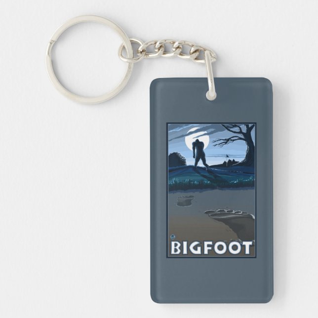 Big Foot walking through Golf Course Key Ring (Front)