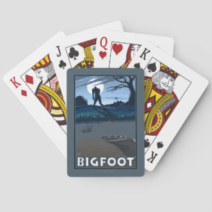 Big Foot walking through Golf Course Playing Cards