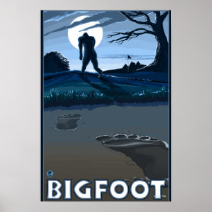 Big Foot walking through Golf Course Poster