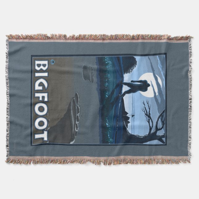 Big Foot walking through Golf Course Throw Blanket (Front)
