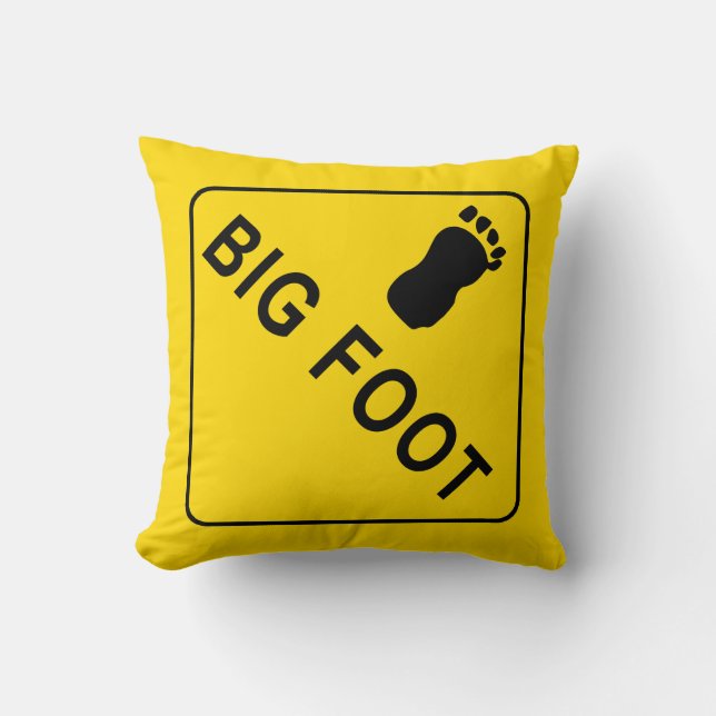 Big Foot Warning Sign Cushion (Front)