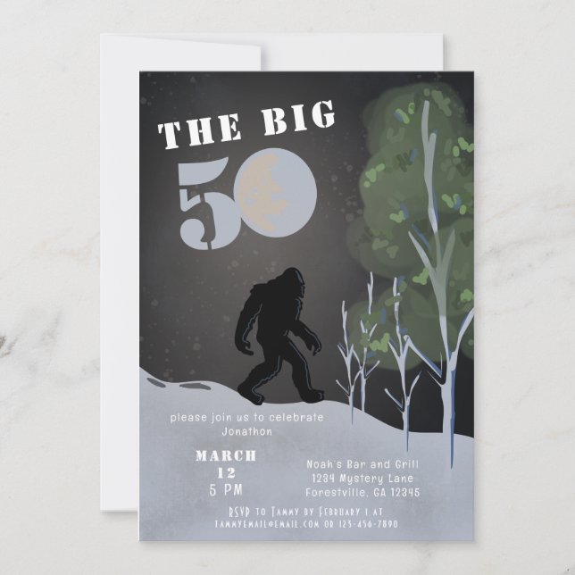 Big Foot Wild Adventure 50th Birthday Invitation (Front)