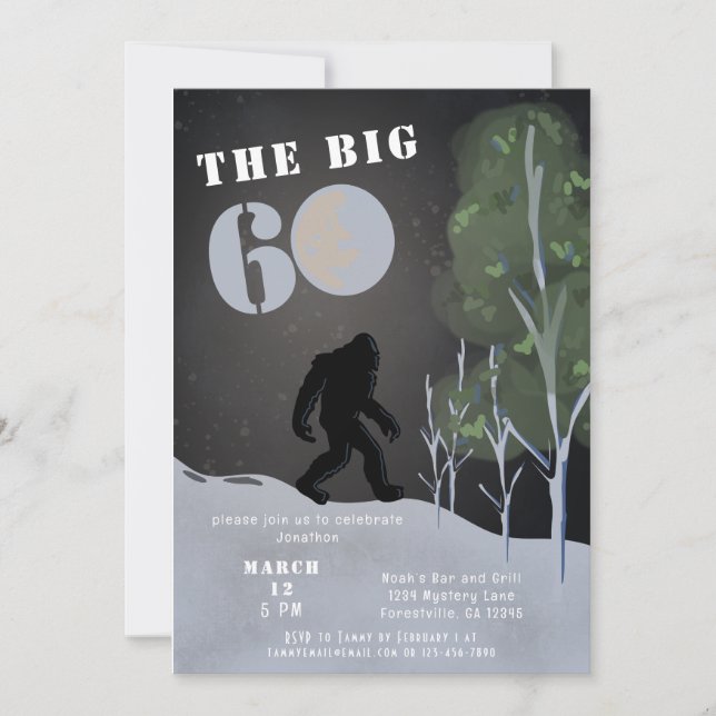 Big Foot Wild Adventure 60th Birthday Invitation (Front)