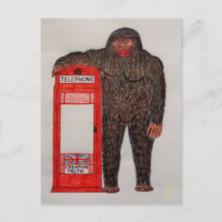 big foot with phonebox, postcard