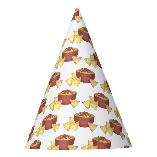 Big Football Game Watch Party Nachos Chips Queso Party Hat (Front)