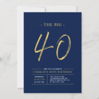 Big Forty | Gold & Navy Blue 40th Birthday Party