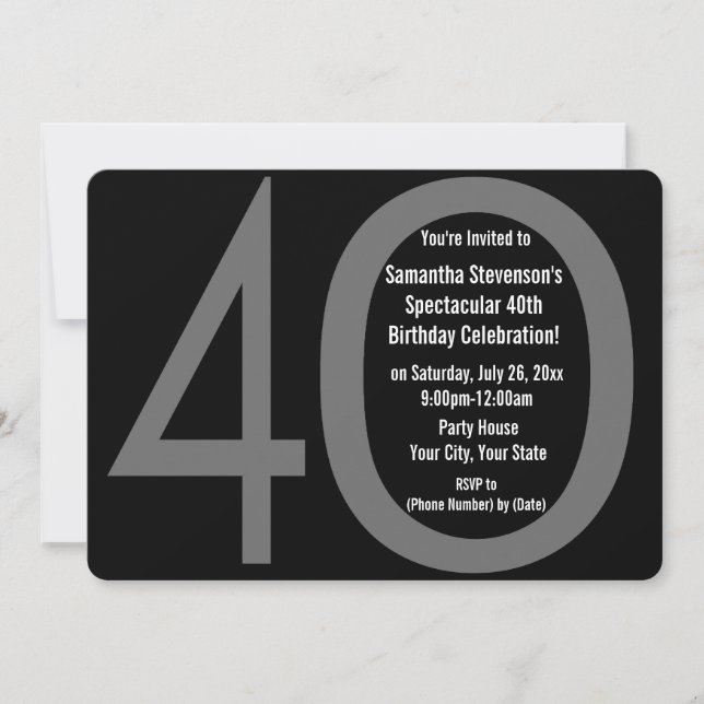 Big Four Zero Birthday Party Invitations (Front)