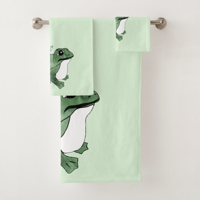 Big Frog Little Japanese Frog Toad 19th Century  Bath Towel Set (Insitu)