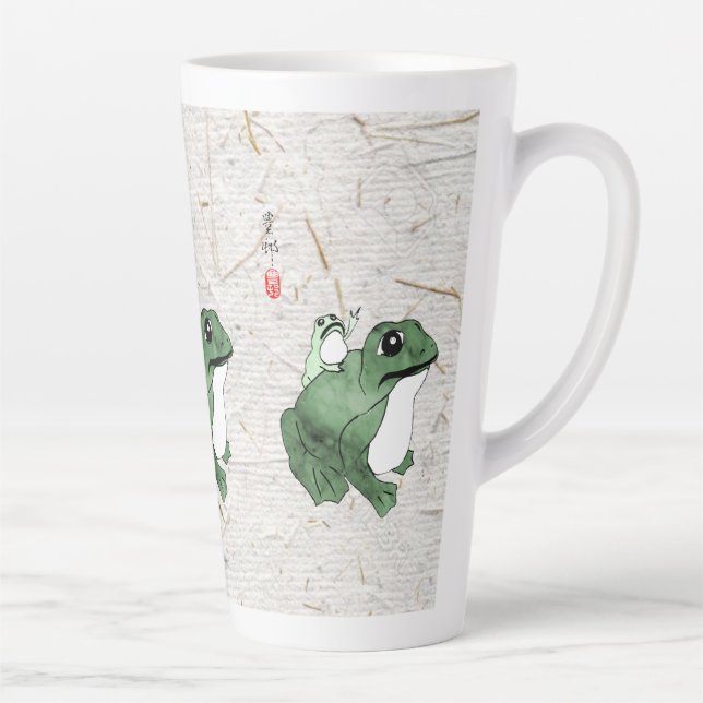 Big Frog Little Japanese Frog Toad 19th Century  Latte Mug (Right)