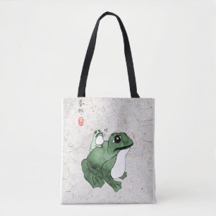 Big Frog Little Japanese Frog Toad 19th Century  Tote Bag