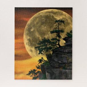 Big Full Moon Night Jigsaw Puzzle - Painting