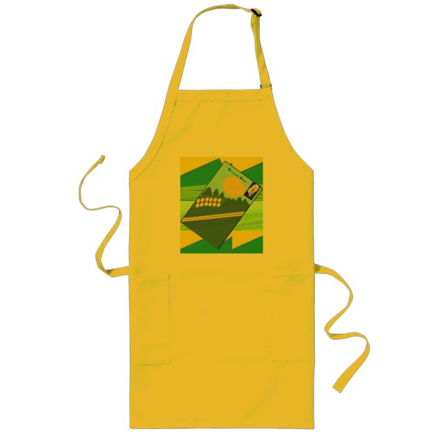 Big Funny Eggs Crossing the Road Long Apron (Front)