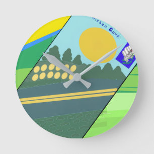 Big Funny Eggs Crossing the Road Round Clock