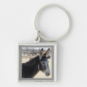 Big Furry Ears Donkey Friend Western Key Ring