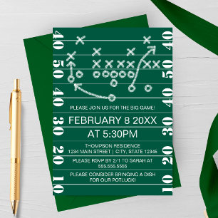 Big Game Football Play Diagram Party Invitation