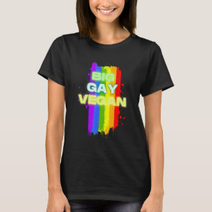 Big Gay Vegan Lgbtq Pride Ally Rainbow Flag T-Shirt