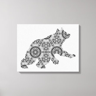 Big Geometric Bear Art Adult Colouring Page Canvas Print