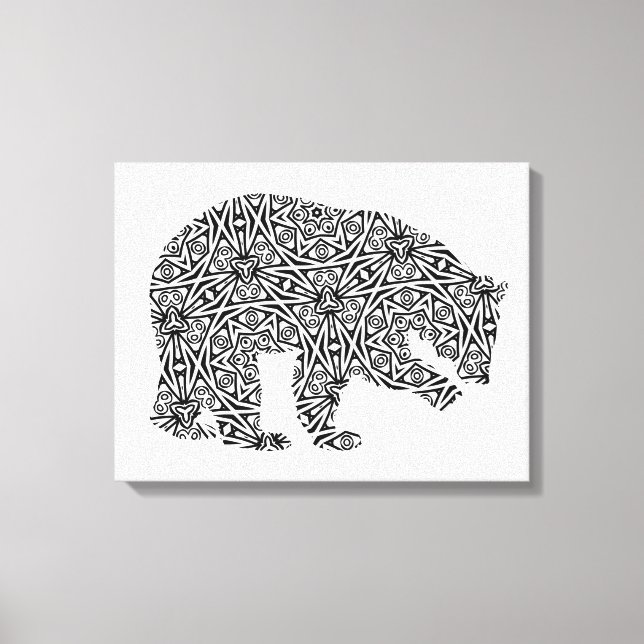 Big Geometric Bear Art Adult Colouring Page Canvas Print (Front)