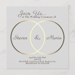 Big giant crossed golden rings invitation