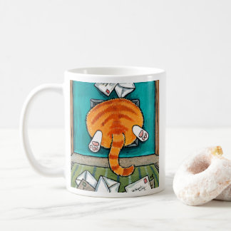 Big Ginger Tabby Butt in Cat Flap Coffee Mug