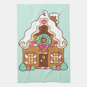 Big Gingerbread House Christmas Kitchen Towel