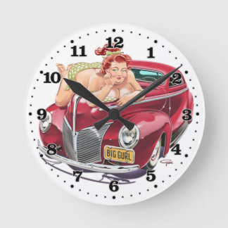 Big Girl - Plus-Size Hot Rod Pinup - Round Clock