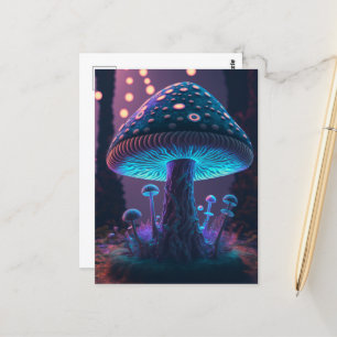 Big Glowy Mushroom - Purple & Blue Postcard