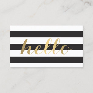 Big Gold Hello Simply Striped Business Card
