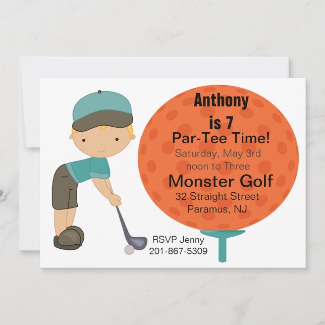 Big Golf Ball Boys Party Invitation (Front)