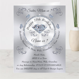 Big Gorgeous Wife, Mum, Sister 75th Birthday Card