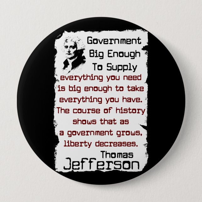 Big Government 10 Cm Round Badge (Front)
