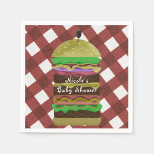 Big Greasy Hamburger Summer Cookout Red BBQ Party Napkin
