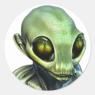 Big Green Eyes Alien Classic Round Sticker