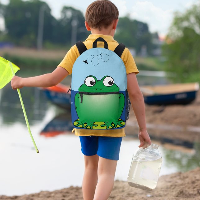 Big Green Frog Printed Backpack (Creator Uploaded)