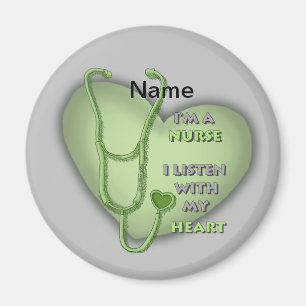Big green heart nurse magnet