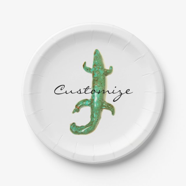 Big green lizard Thunder_Cove Paper Plate (Front)