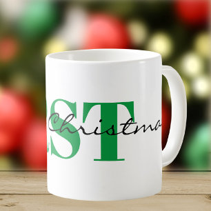 Big Green Monogram & Merry Christmas 11oz Classic Coffee Mug