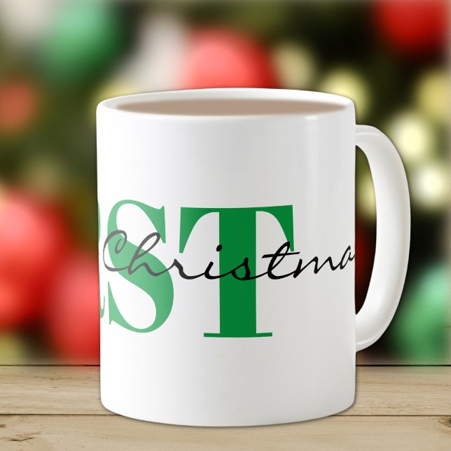 Big Green Monogram & Merry Christmas 11oz Classic Coffee Mug (Creator Uploaded)