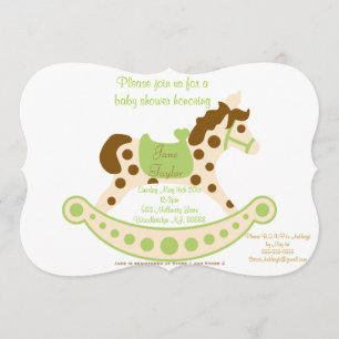 Big Green Rocking Horse Baby Shower Invitation
