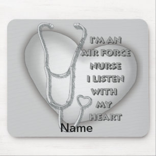 Big Grey Heart Air Force Nurse Mouse Mat